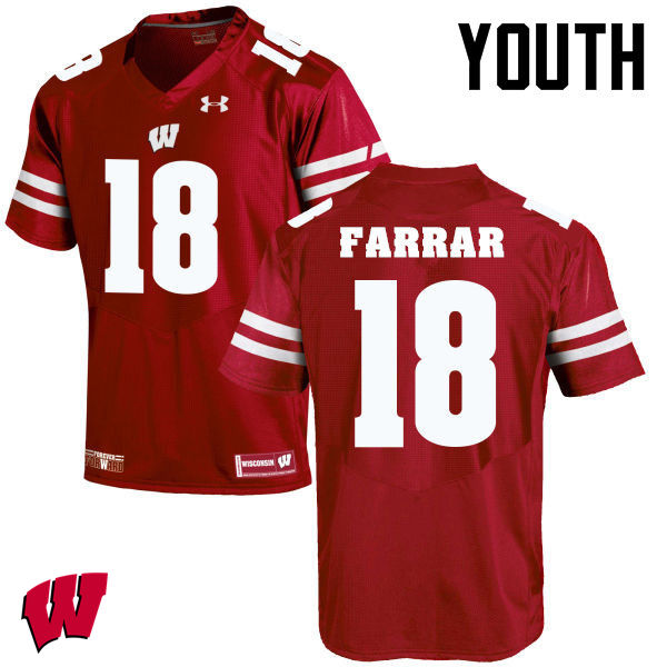 Wisconsin Badgers Youth #18 Arrington Farrar NCAA Under Armour Authentic Red College Stitched Football Jersey EE40L66BE